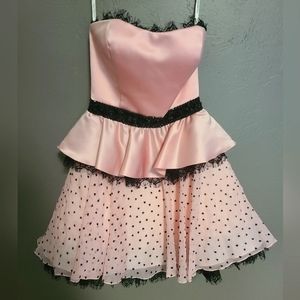 Homecoming Dress Pink Polka Dot